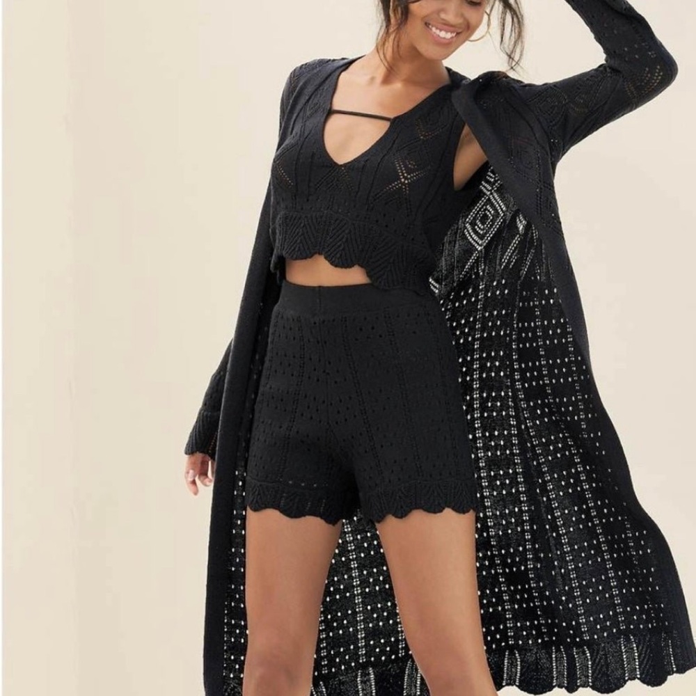 NWT - Women’s Black 3 Piece Sweater & Shorts Set